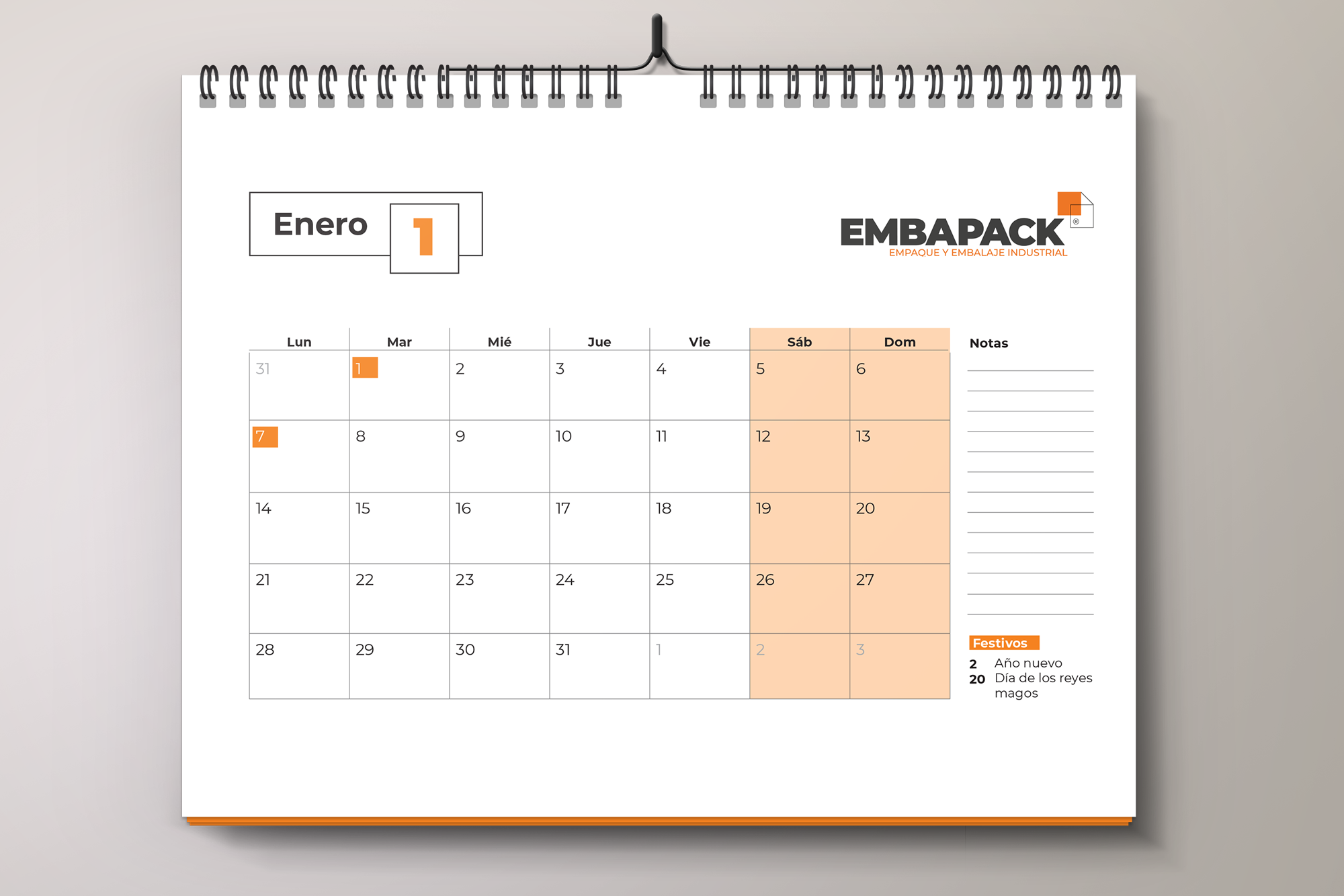 Embapack calendar
